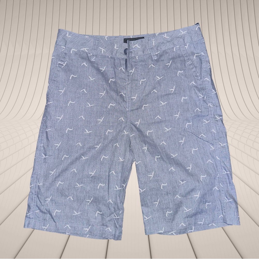 Valor Men's Gray Patterned Flat Front Shorts